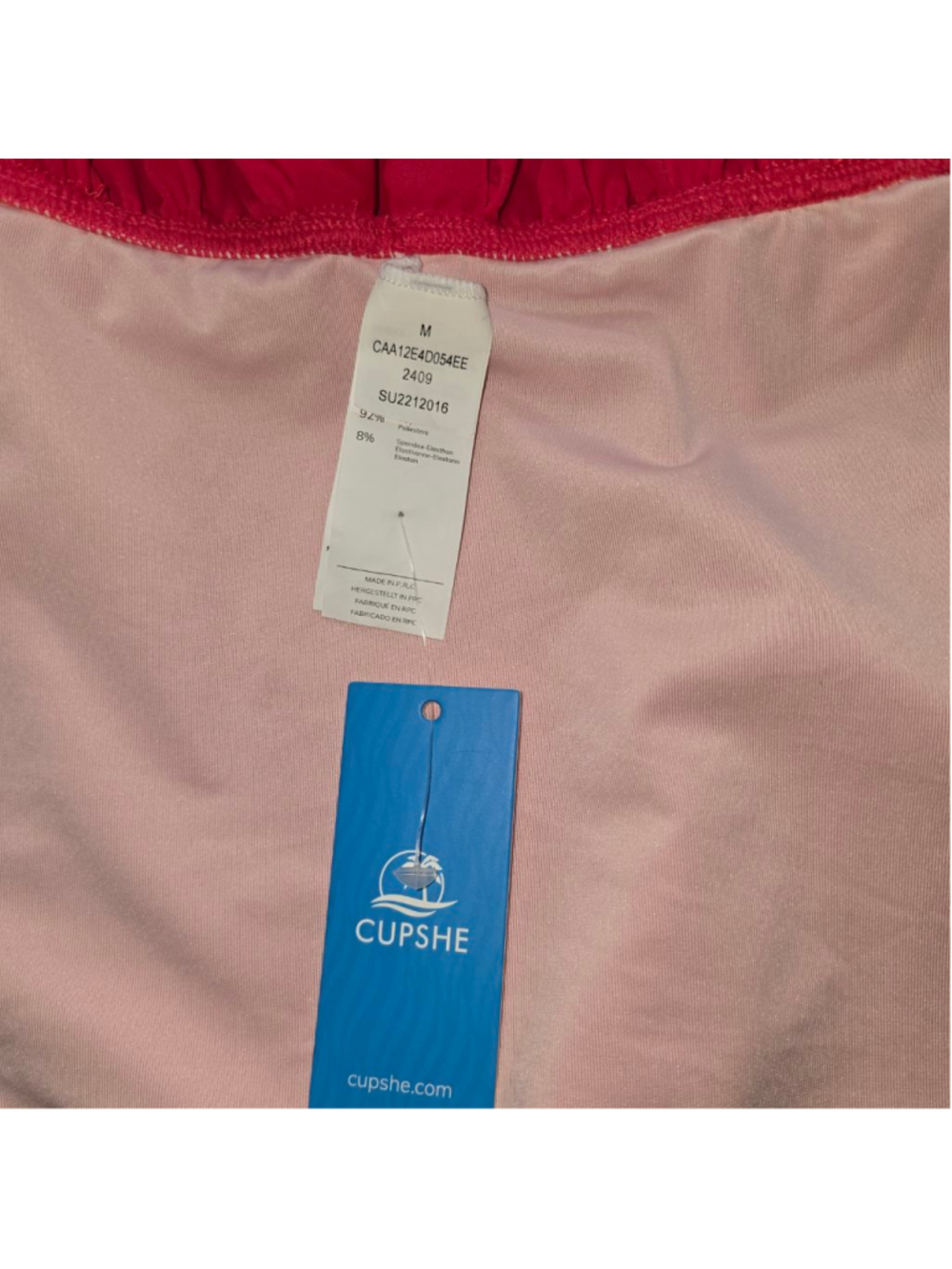 Cupshe One Piece Swimsuit Womens M Cherry Red Plunge Ruched Tummy Control - Picture 8 of 11